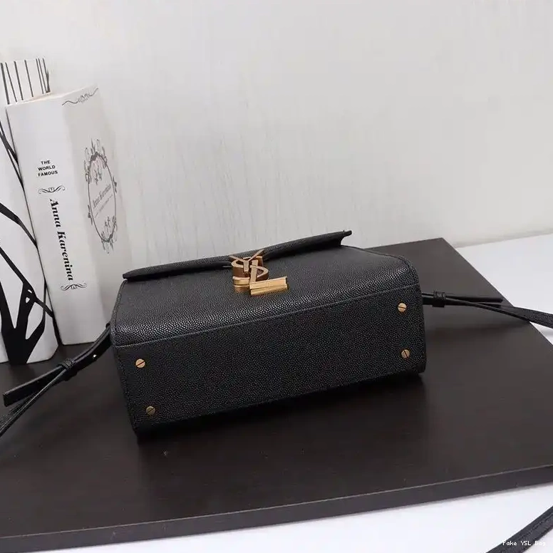 CHEAP Laurent Saint Grained Top Bag In Leather Cassandra Mini Gold Black Handle 0408